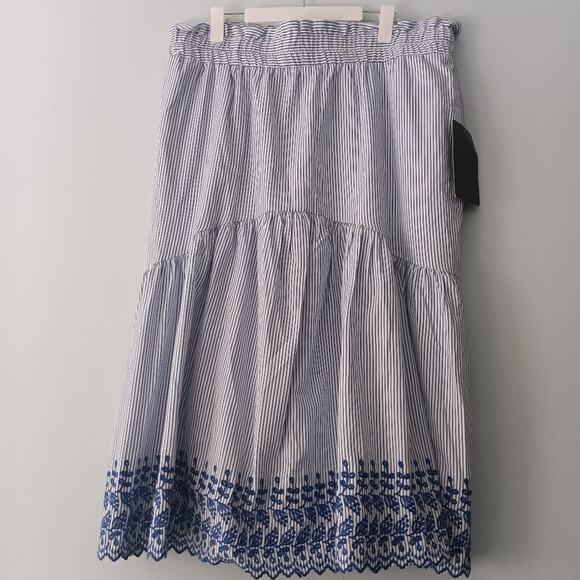 Tuckernuck Coastal Eyelet Embroidered Midi Skirt Blue White XXL NWT - Picture 2 of 8